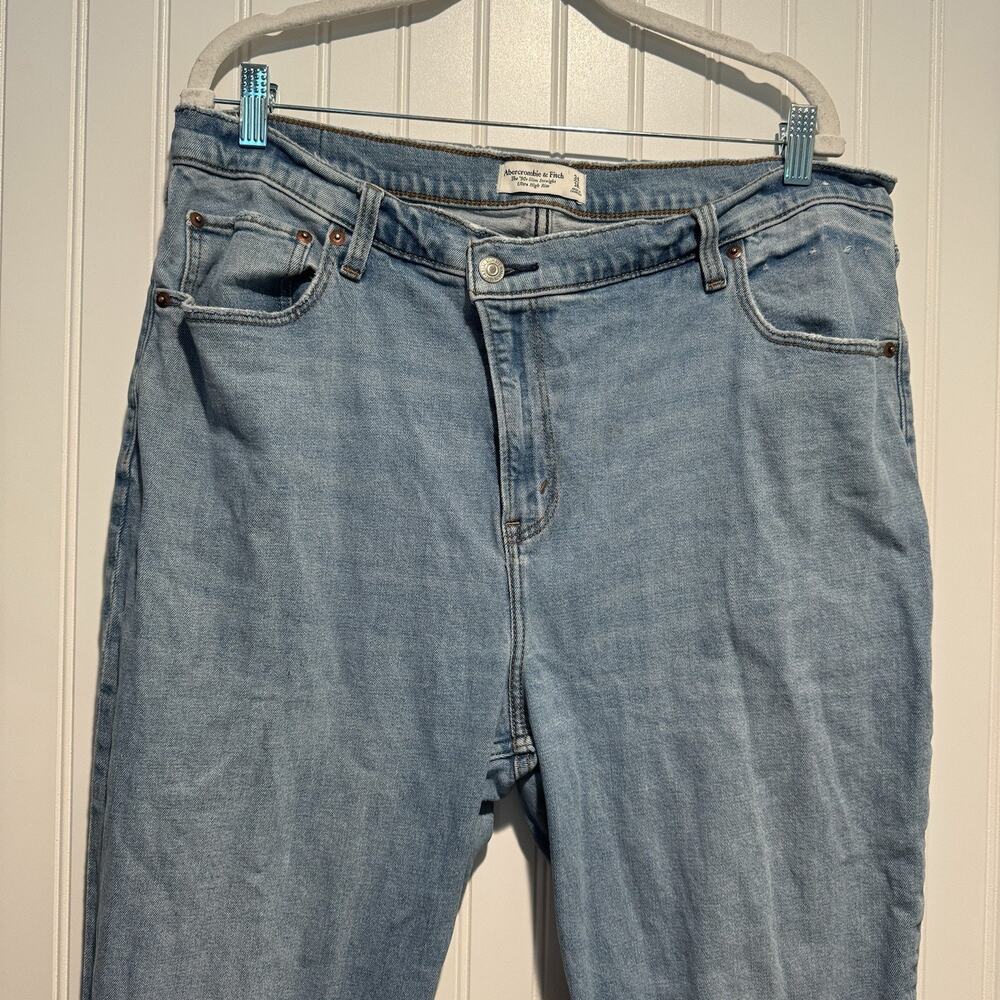 Abercrombie Fitch 90s Slim Straight Jeans Crossover Waist Size 18 Long - Picture 3 of 7